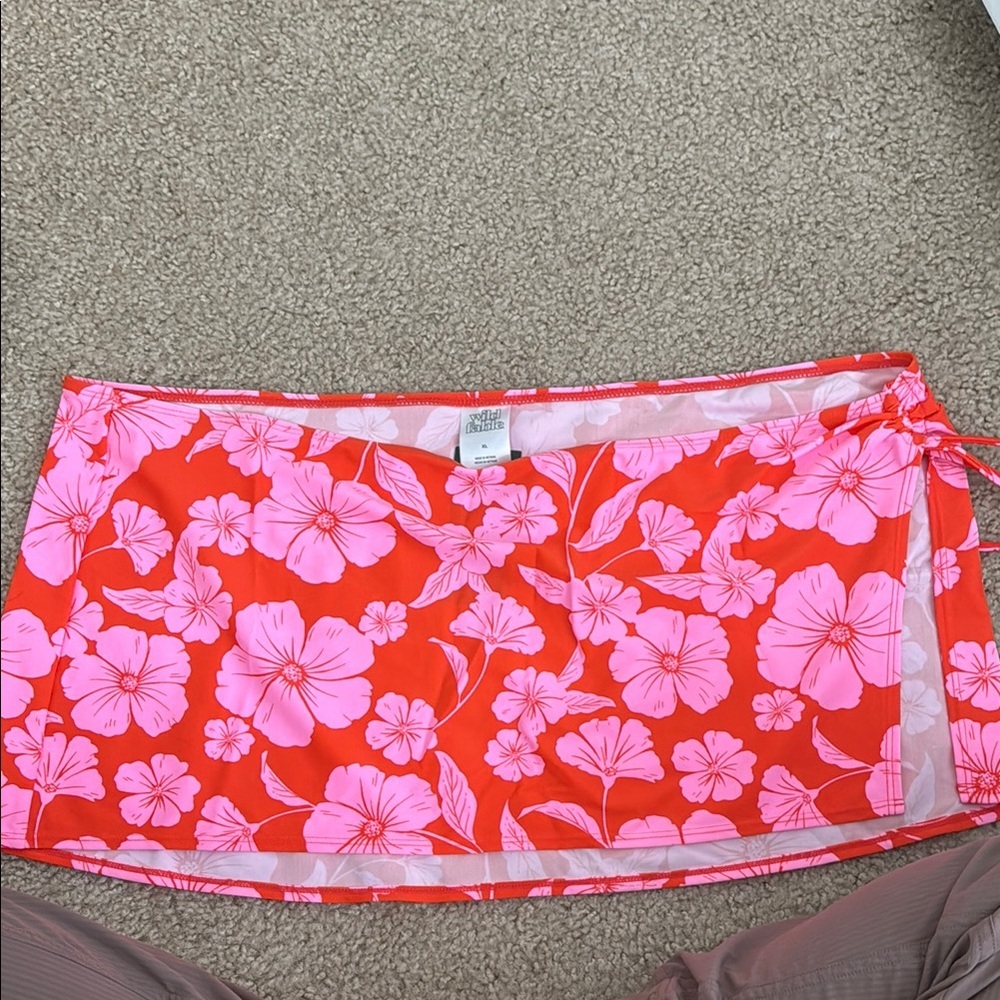 Red Floral Sarong NWT